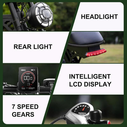 MOVCAN V30MAX/V30 Electric Bike for Adults 1500W/1000W Motor 20" Fat Tire Ebike, 32MPH/28MPH 120/70 Miles,48V 31.2/15.6 AH Dual Battery Hydraulic Disc Brake Electric Motorcycle Bike Full Suspension