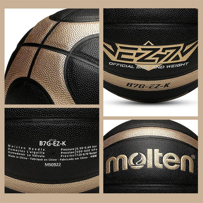 Size 5 6 7 Basketball Black Gold PU Outdoor Indoor Balls Women Youth Man Match Training Basketalls Free Air Pump Bag