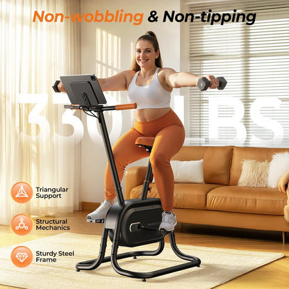 FEIERDUN Exercise Bike, Smart Magnetoresistive Upright Bike with Bluetooth & App Connectivity, Stylish Stationary Bike for Home, Office, or Gym Workouts