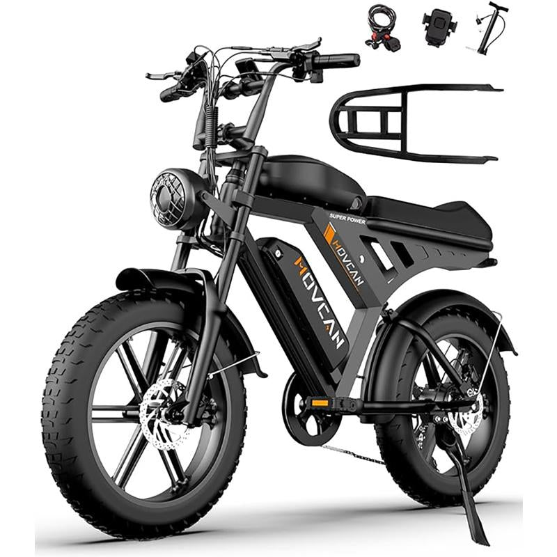 MOVCAN V30MAX/V30 Electric Bike for Adults 1500W/1000W Motor 20" Fat Tire Ebike, 32MPH/28MPH 120/70 Miles,48V 31.2/15.6 AH Dual Battery Hydraulic Disc Brake Electric Motorcycle Bike Full Suspension