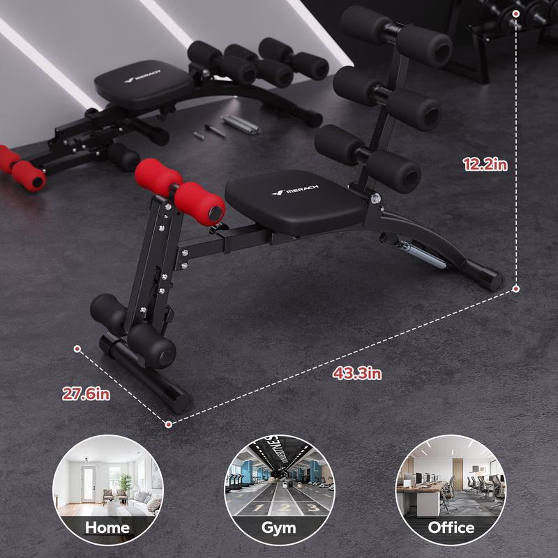 MERACH Adjustable Weight Bench for Full Body Workout, Press Bench of Home Gym Strength Training, Exercise Machine for Ab, Arm, Leg, Outdoorfun