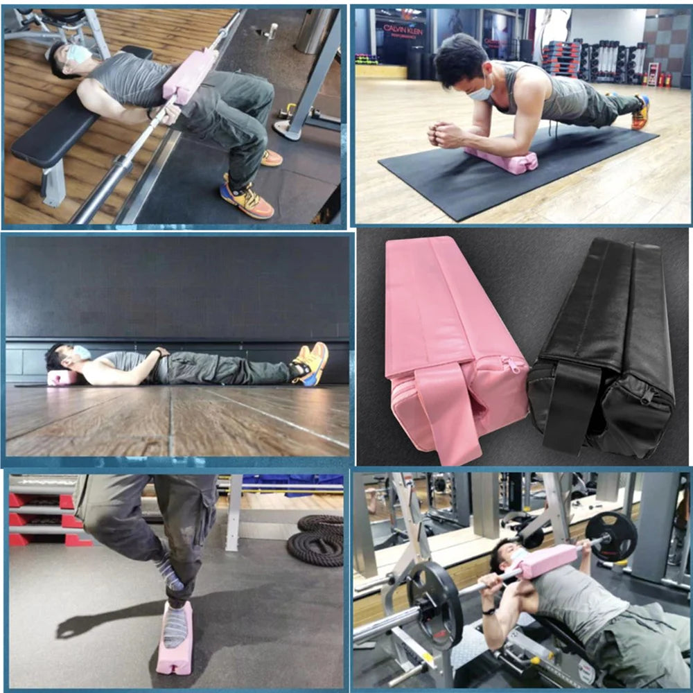 Gym Thick Foam Hip Thrusts Pad PU Leather Cover Bodybuilding Crossfit Weightlifting Squat Biceps Workout Anti-Slip Barbell Pad
