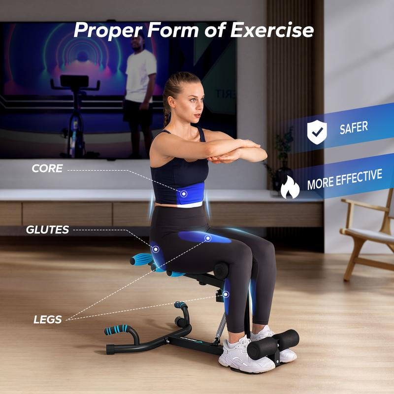 MERACH Deep Squat Machine, Adjustable Glutes Workout for Home Gym Workout Training, Sit up Machine for Abs and Muscle Building, Abdominal Bench, Push up Fitness Equipment, Outdoorfun
