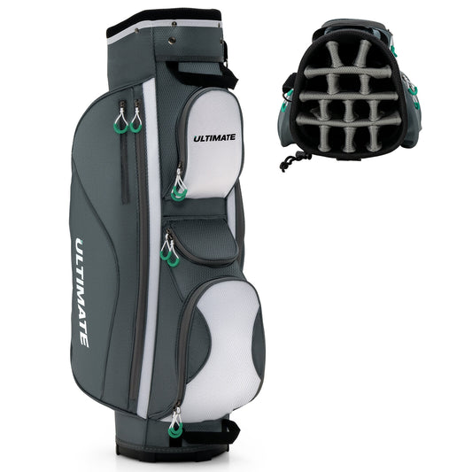 14 Dividers Golf Cart Bag 7 Zippered Pocket Cooler Bag Rain Hood Valuable Bag