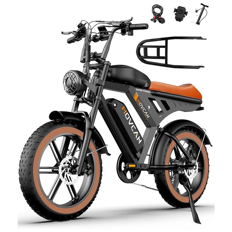 MOVCAN V30MAX/V30 Electric Bike for Adults 1500W/1000W Motor 20" Fat Tire Ebike, 32MPH/28MPH 120/70 Miles,48V 31.2/15.6 AH Dual Battery Hydraulic Disc Brake Electric Motorcycle Bike Full Suspension