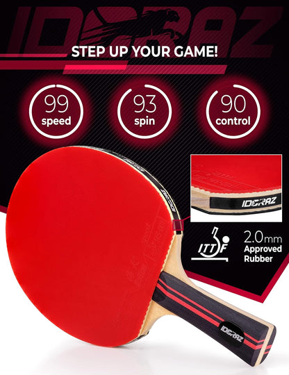 Table Tennis Paddle Professional Racket - Ping Pong Racket with Carrying Case - ITTF Approved Rubber for Tournament Play