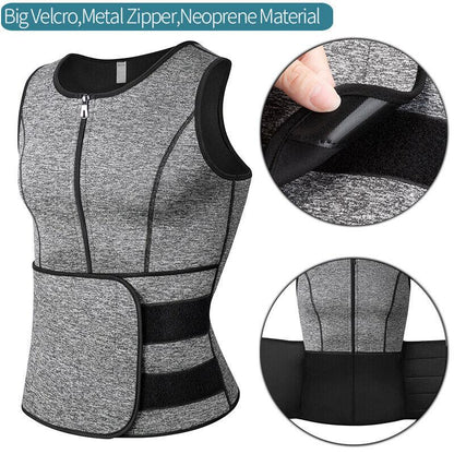 CATTIBOR Men Sauna Suit ,Men Waist Trainer Neoprene Sweat Vest Body Shaper ,Men Waist Trimmer Belt Workout Tank Tops for Runnging Fitness Gym,Menswear Undershirt for All Seasons
