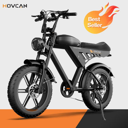 MOVCAN V30MAX/V30 Electric Bike for Adults 1500W/1000W Motor 20" Fat Tire Ebike, 32MPH/28MPH 120/70 Miles,48V 31.2/15.6 AH Dual Battery Hydraulic Disc Brake Electric Motorcycle Bike Full Suspension