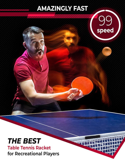 Table Tennis Paddle Professional Racket - Ping Pong Racket with Carrying Case - ITTF Approved Rubber for Tournament Play