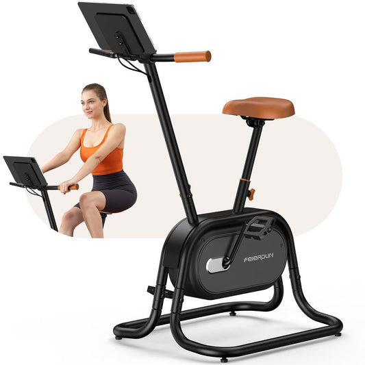 FEIERDUN Exercise Bike, Smart Magnetoresistive Upright Bike with Bluetooth & App Connectivity, Stylish Stationary Bike for Home, Office, or Gym Workouts