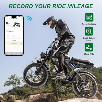 MOVCAN V30MAX/V30 Electric Bike for Adults 1500W/1000W Motor 20" Fat Tire Ebike, 32MPH/28MPH 120/70 Miles,48V 31.2/15.6 AH Dual Battery Hydraulic Disc Brake Electric Motorcycle Bike Full Suspension