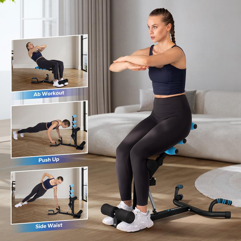 MERACH Deep Squat Machine, Adjustable Glutes Workout for Home Gym Workout Training, Sit up Machine for Abs and Muscle Building, Abdominal Bench, Push up Fitness Equipment, Outdoorfun